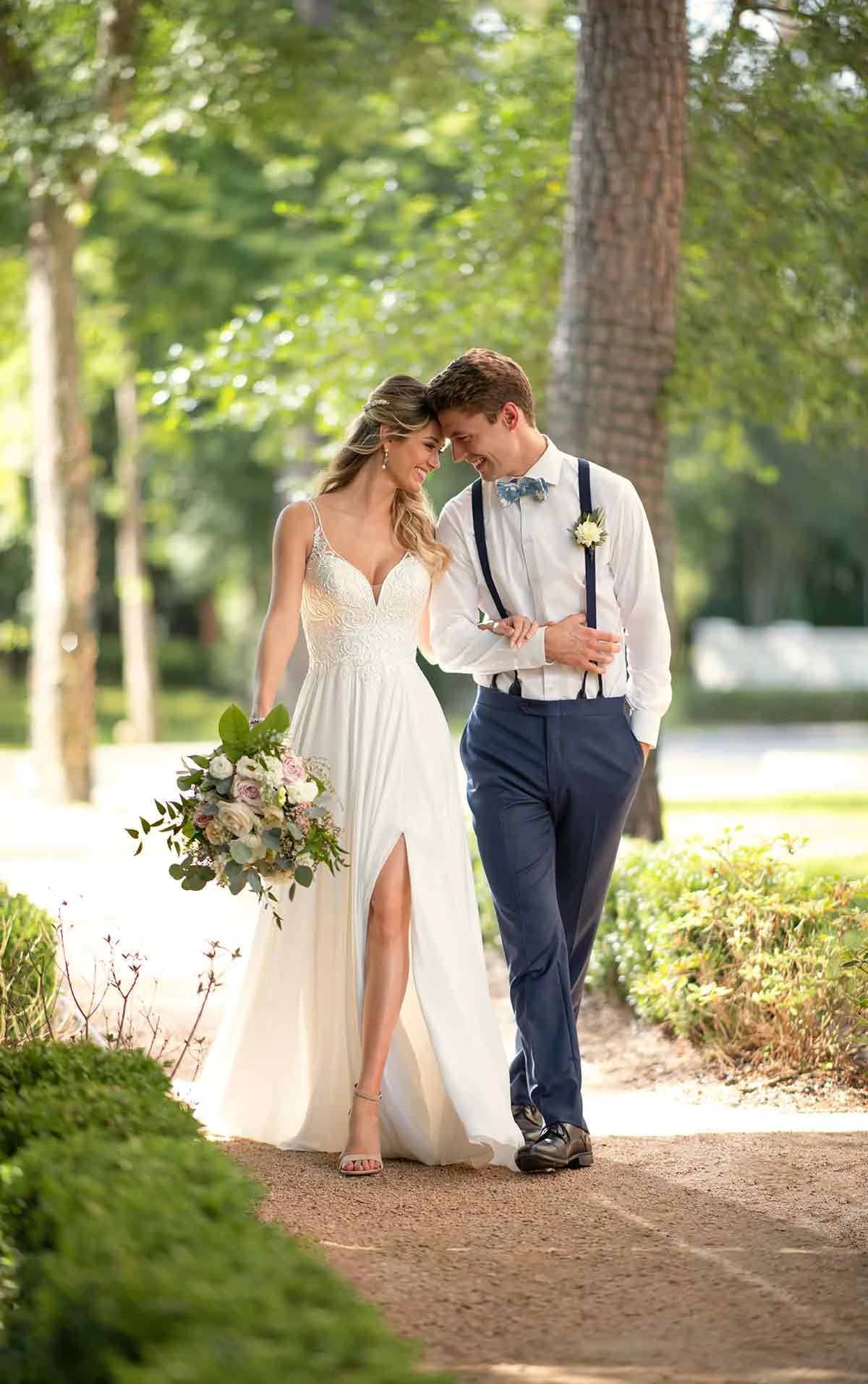 CASUAL WEDDING DRESS WITH BEADED BODICE