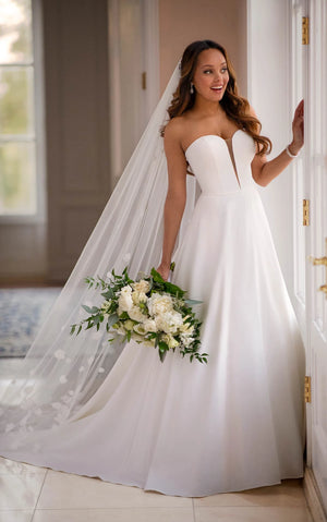 STRAPLESS SIMPLE SATIN BALLGOWN WEDDING DRESS