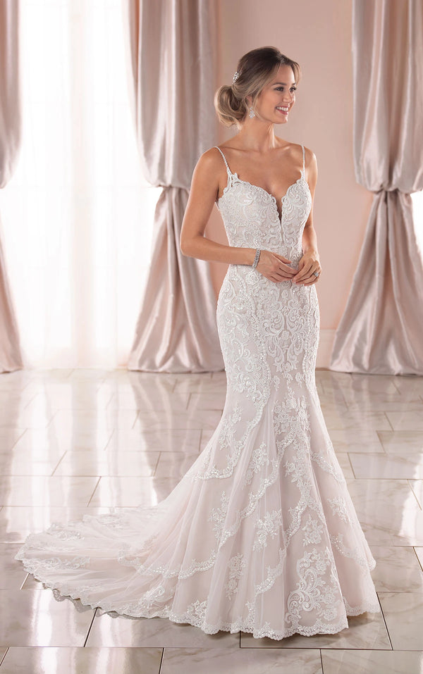 A line open back wedding dress best sale