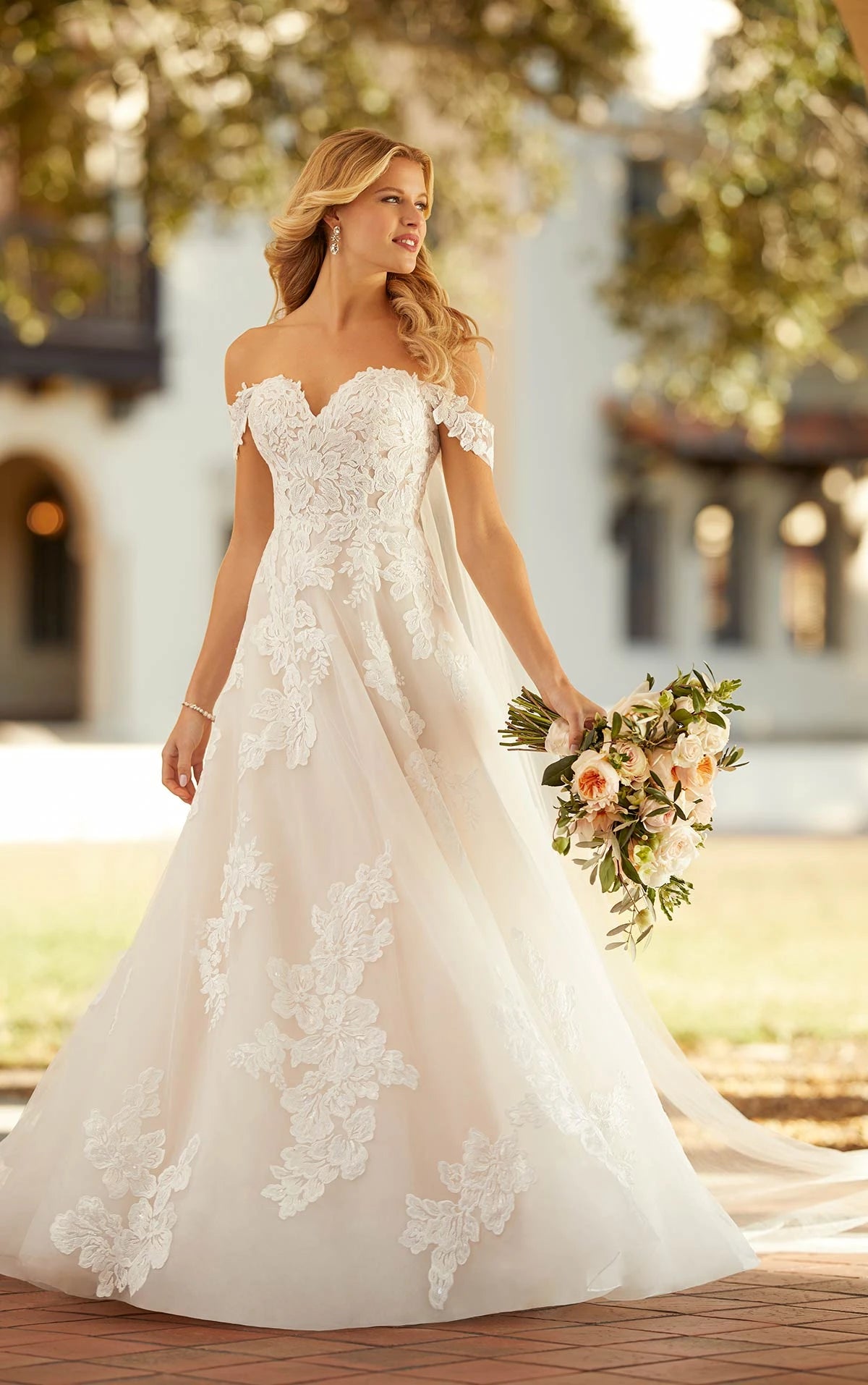 7115 - Garden-Inspired Off-Shoulder Wedding Gown