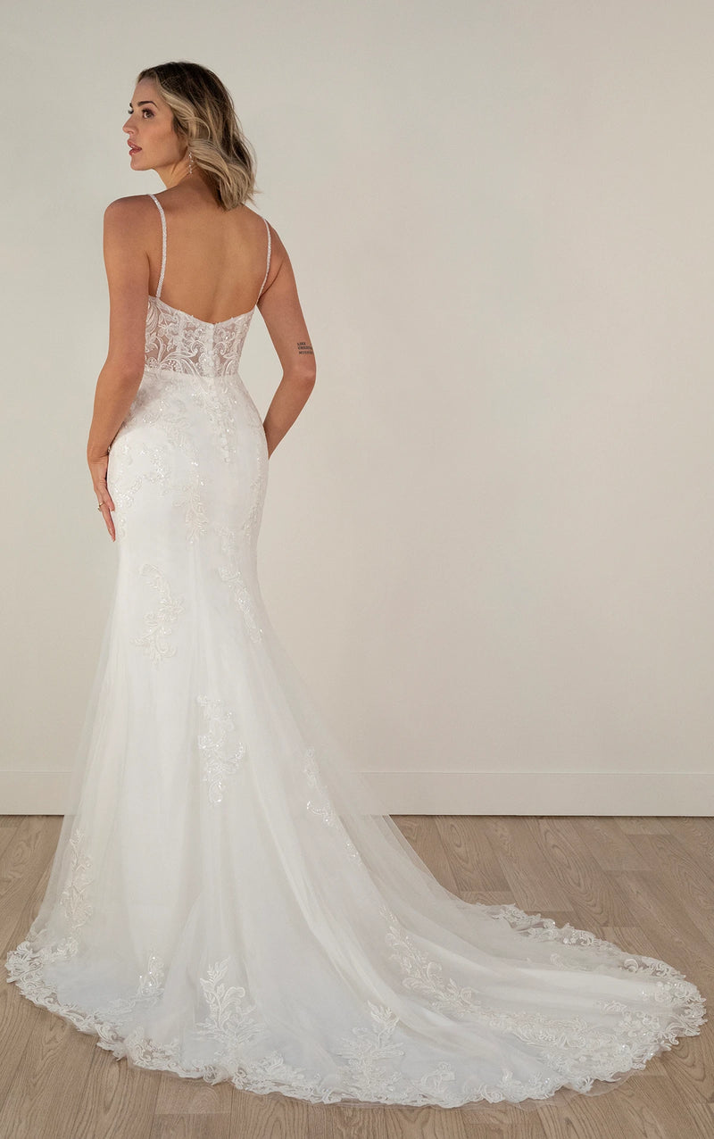 7863 - Glamorous Sweetheart Lace Fit-and-Flare Wedding Dress with Spaghetti Straps