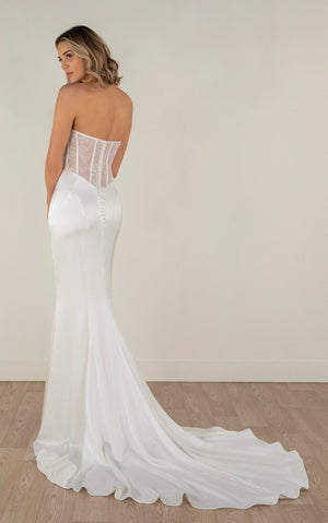 7956 - Sexy Satin Cutout Column Sheath Wedding Dress with Corset Back