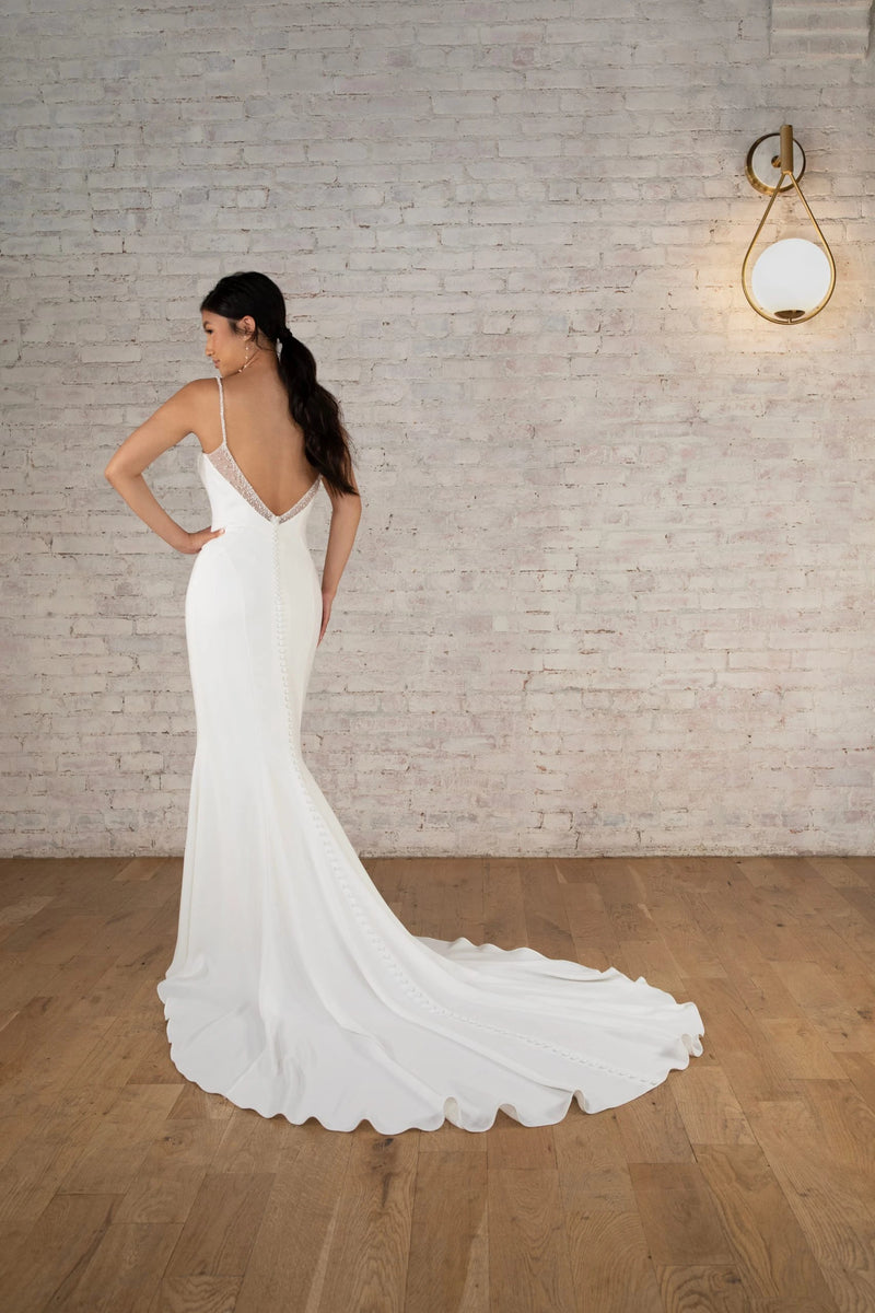 7831 - Chic Column Slip Wedding Dress with Low Back Detail