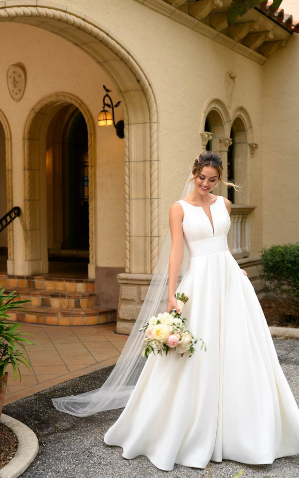 Strapless Simple Satin Ballgown Wedding Dress