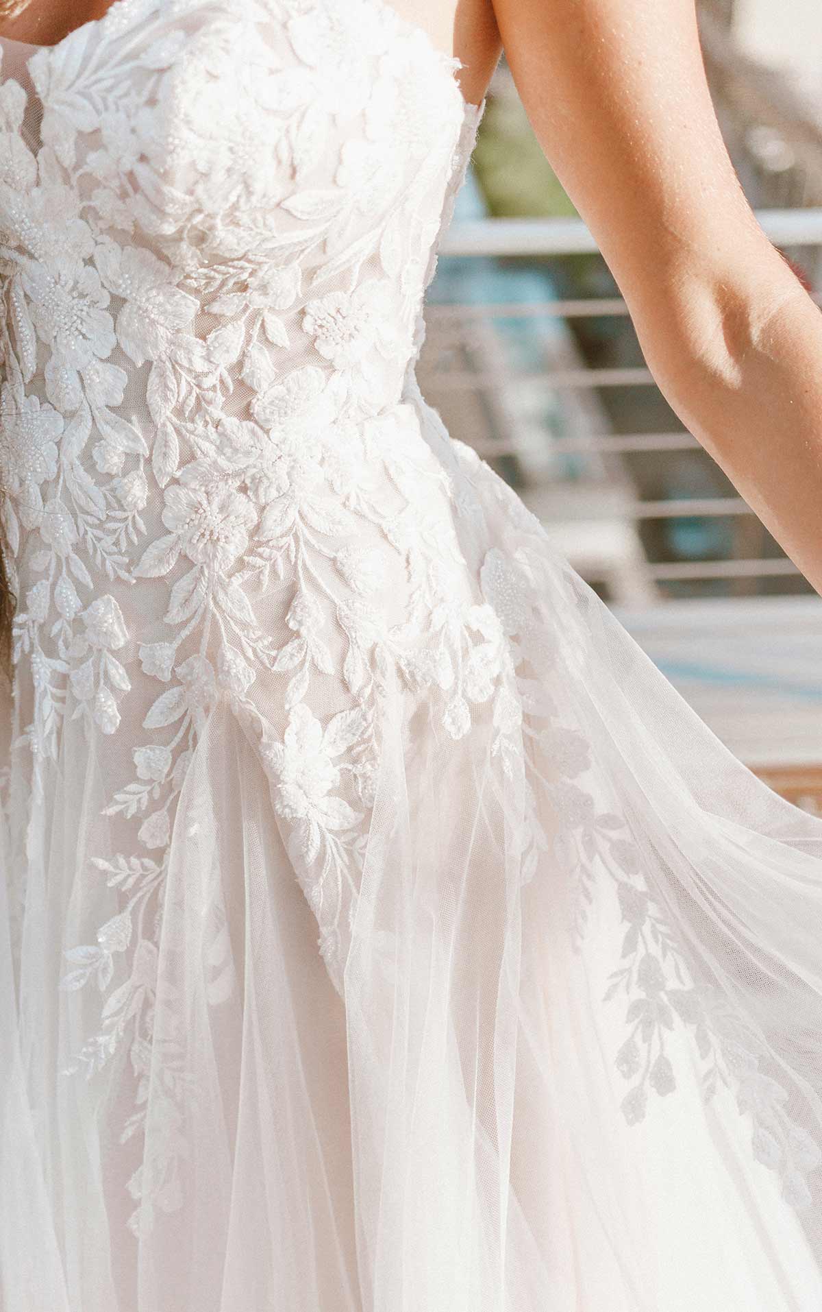 Feminine Sheer Lace Wedding Gown