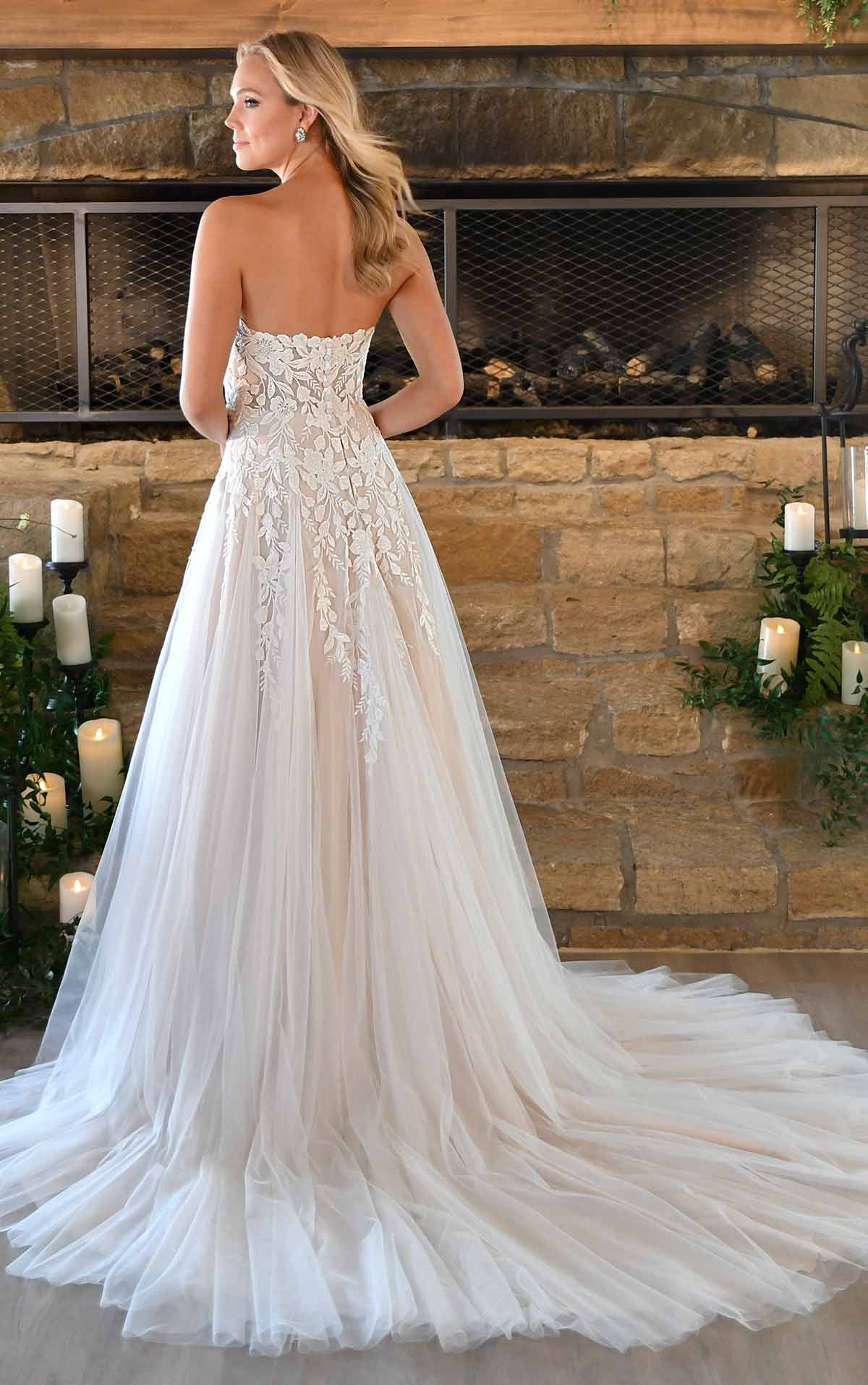 Feminine Sheer Lace Wedding Gown