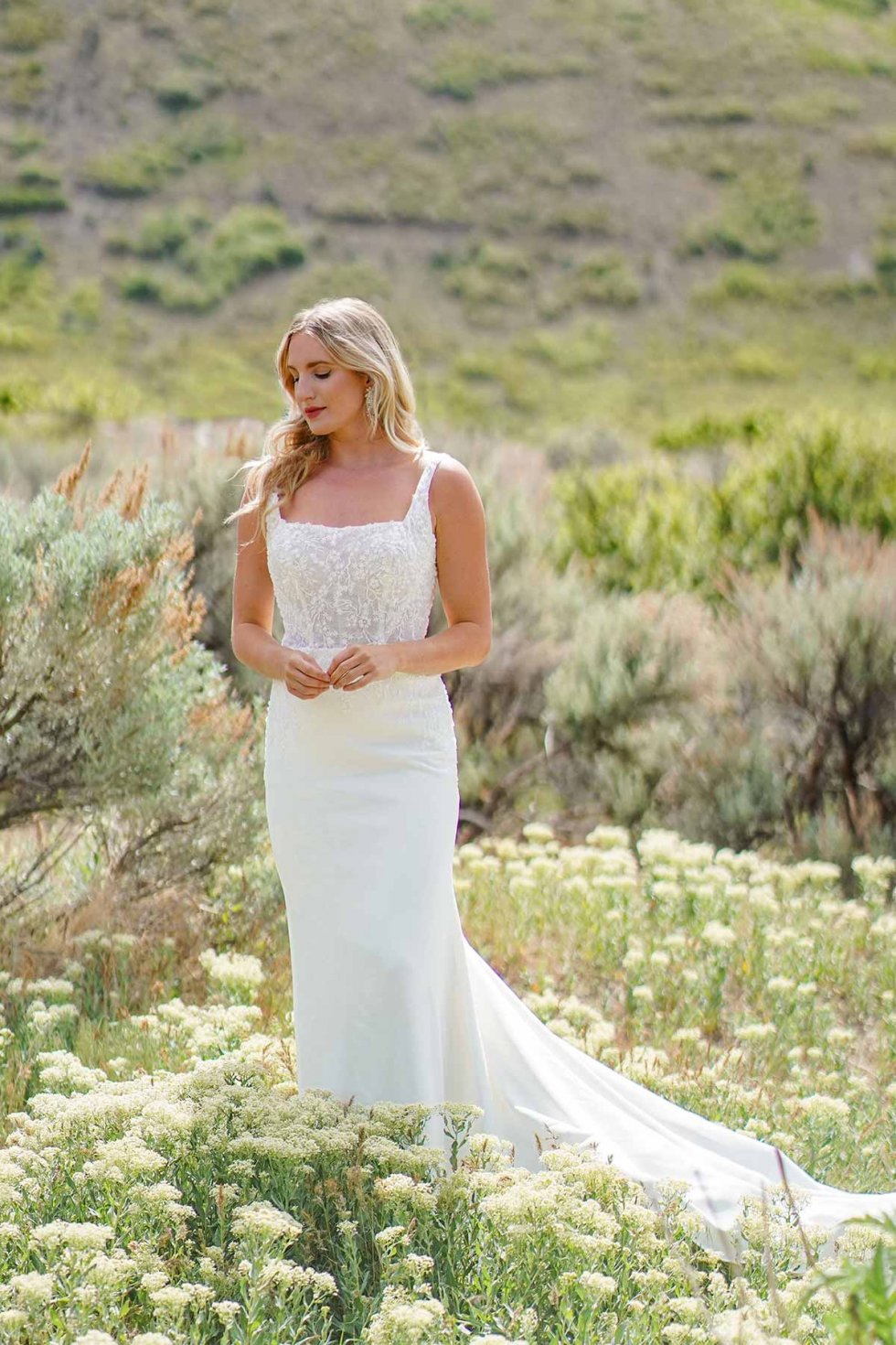 Corset Bodice Beaded Lace Sheath Wedding Dress